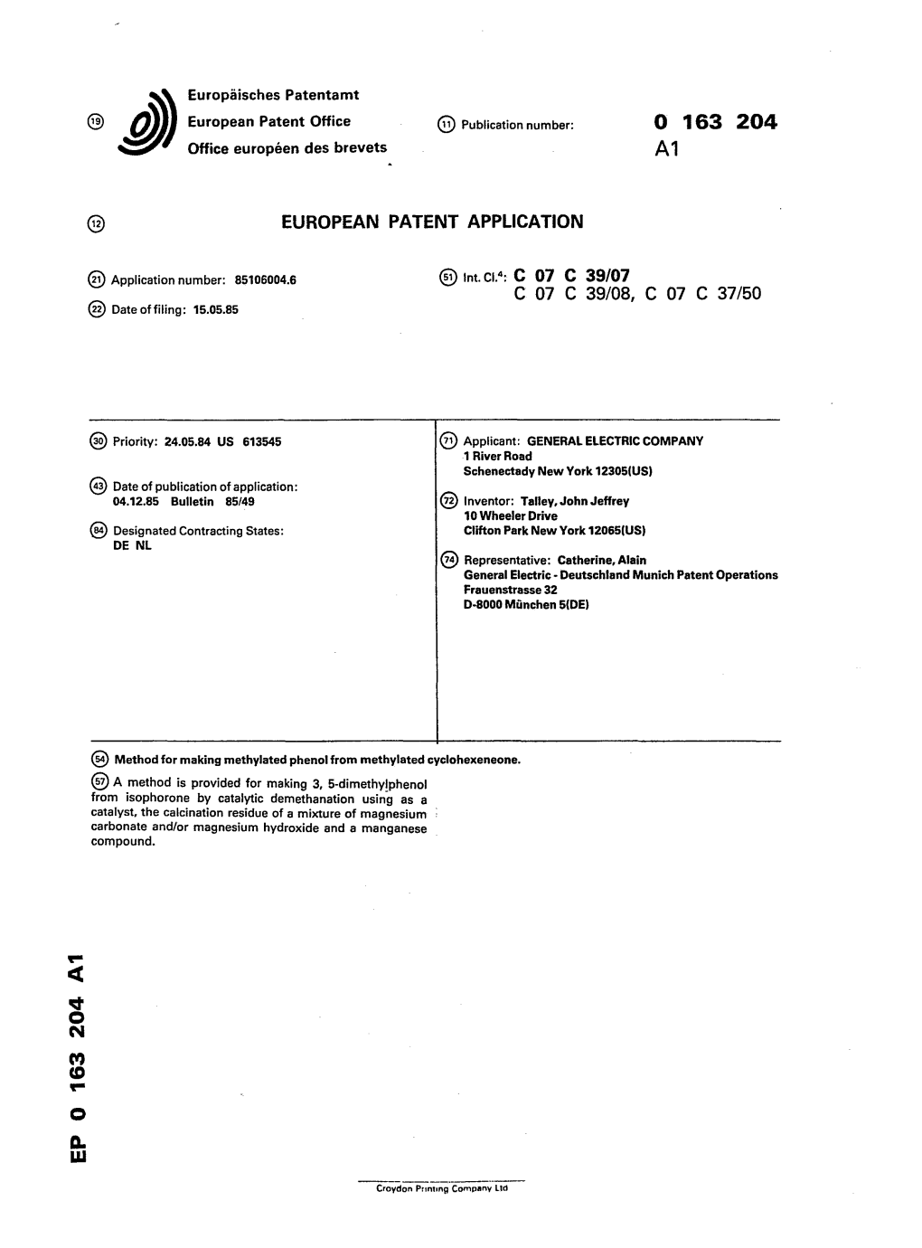 Method for Making Methylated Phenol from Methylated Cyclohexeneone