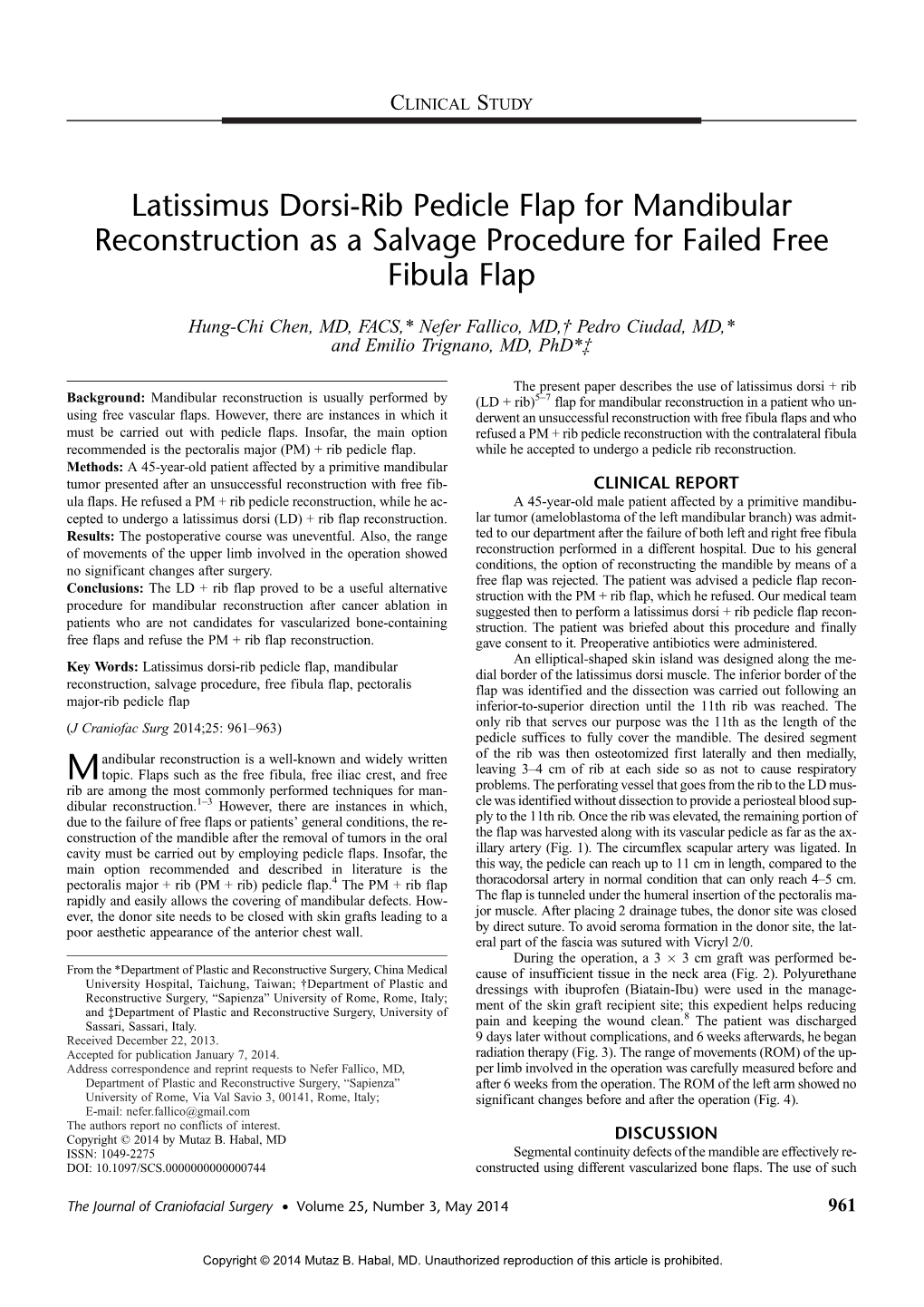 Latissimus Dorsi-Rib Pedicle Flap for Mandibular Reconstruction As a Salvage Procedure for Failed Free Fibula Flap