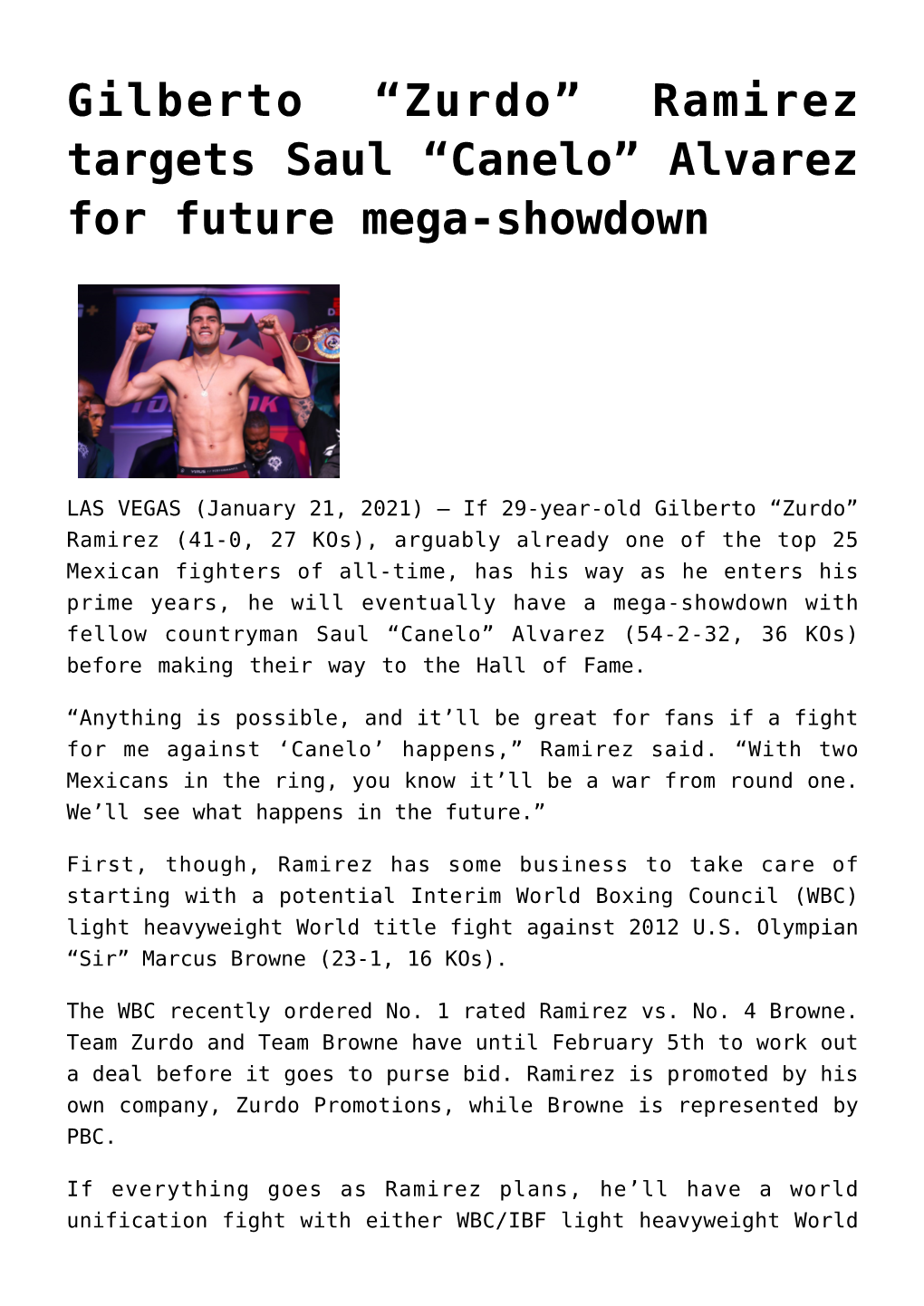 Alvarez for Future Mega-Showdown