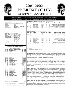 2001-2002 Providence College Women's Basketball