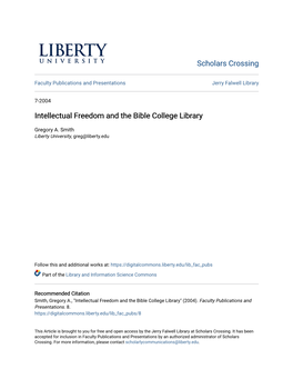 Intellectual Freedom and the Bible College Library