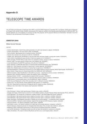 Telescope Time Awards