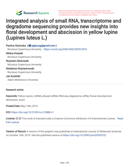 Integrated Analysis of Small RNA, Transcriptome and Degradome
