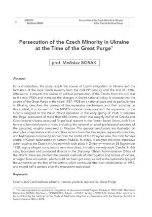 Persecution of the Czech Minority in Ukraine at the Time of the Great Purge1