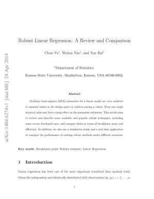 Robust Linear Regression: a Review and Comparison Arxiv:1404.6274