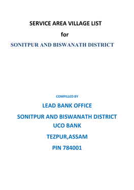 SERVICE AREA VILLAGE LIST for SONITPUR and BISWANATH DISTRICT