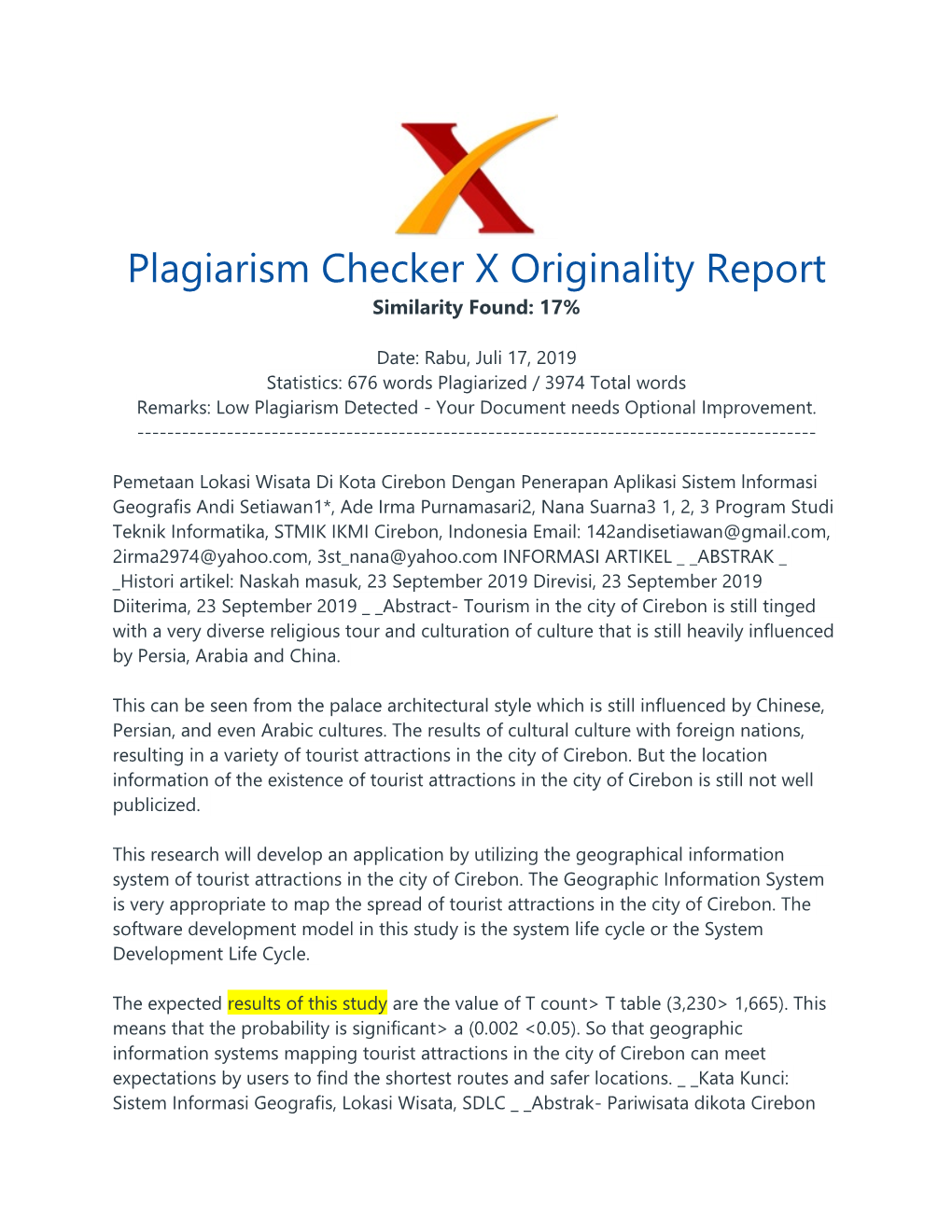 Plagiarism Checker X Originality Report Similarity Found: 17%