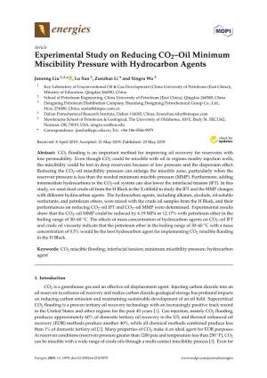Experimental Study on Reducing CO2–Oil Minimum Miscibility Pressure with Hydrocarbon Agents