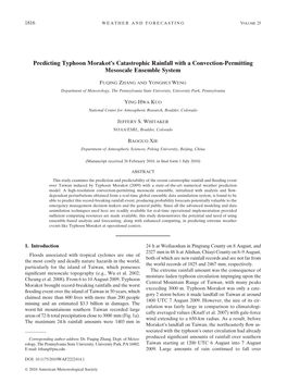 Predicting Typhoon Morakot's Catastrophic Rainfall with A