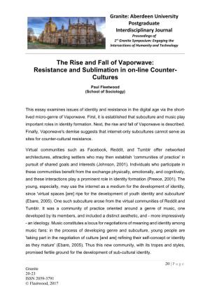 The Rise and Fall of Vaporwave: Resistance and Sublimation in On-Line Counter- Cultures
