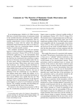 Comments on “The Mysteries of Mammatus Clouds: Observations and Formation Mechanisms”