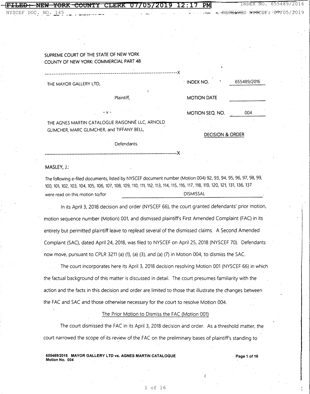 Filed: New York County Clerk 07/05/2019 12:17 Pm Index No