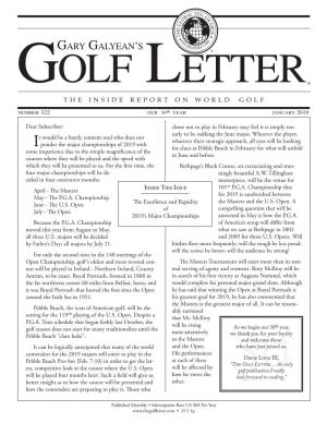 Gary Galyean's Golf Letter