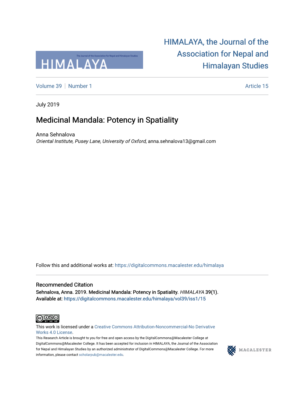 Medicinal Mandala: Potency in Spatiality