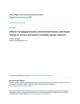 Effects of Propagule Pressure, Environmental Factors, and Climate Change on Success and Impacts of Benthic Aquatic Invasions