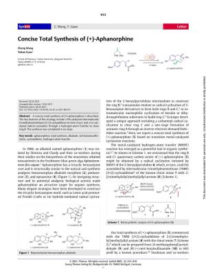 Concise Total Synthesis of (+)-Aphanorphine