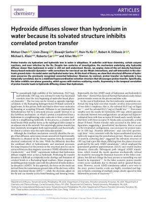 Hydroxide Diffuses Slower Than Hydronium in Water Because Its Solvated Structure Inhibits Correlated Proton Transfer