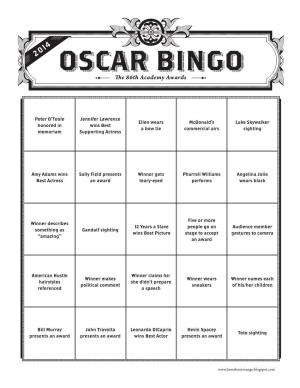 OSCAR BINGO E 86Th Academy Awards