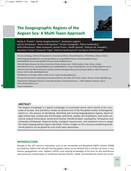The Zoogeographic Regions of the Aegean Sea: a Multi-Taxon Approach