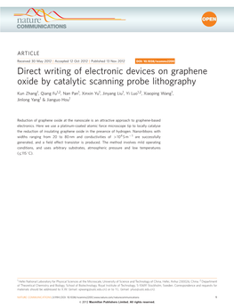 Direct Writing of Electronic Devices on Graphene Oxide by Catalytic Scanning Probe Lithography