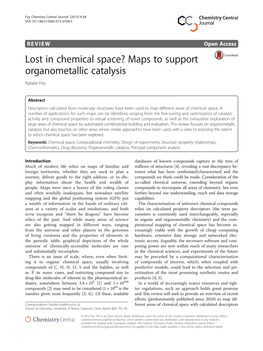 Lost in Chemical Space? Maps to Support Organometallic Catalysis Natalie Fey