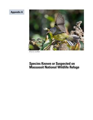 Species Known Or Suspected on Massasoit National Wildlife Refuge