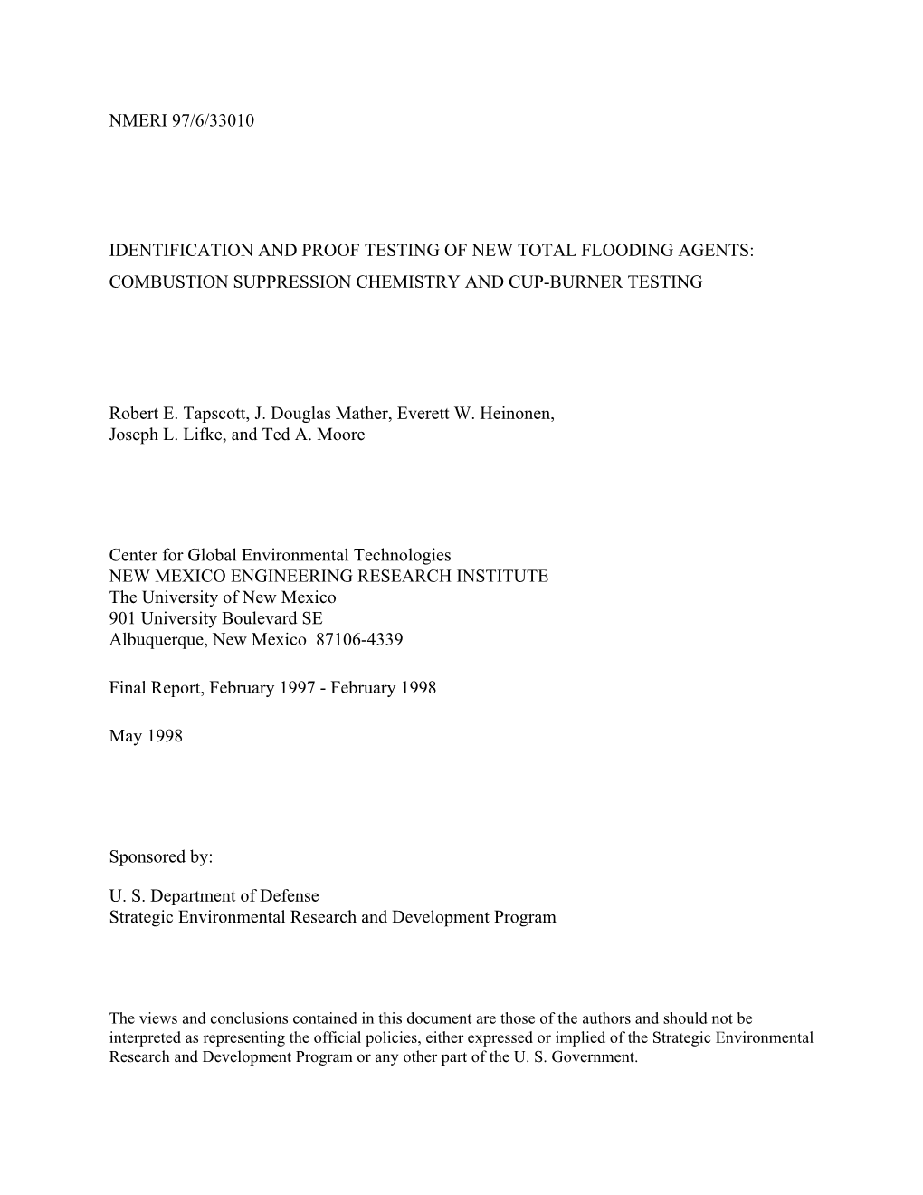 Combustion Suppression Chemistry and Cup-Burner Testing