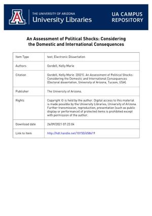 An Assessment of Political Shocks: Considering the Domestic and International Consequences
