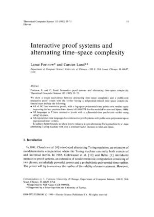 Interactive Proof Systems and Alternating Time-Space Complexity