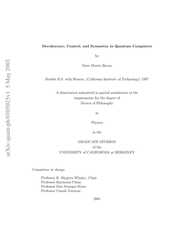 Decoherence, Control, and Symmetry in Quantum Computers