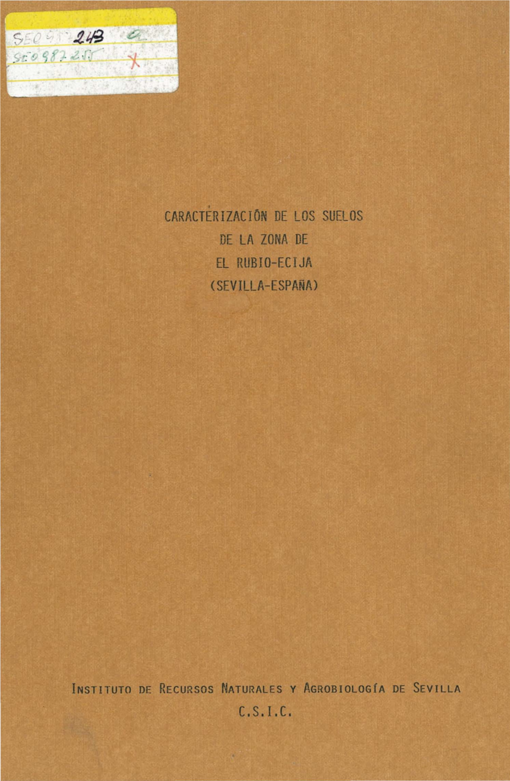 • CARACTERIZACION DE LOS SUELOS DE LA ZONA DE EL Fhlbio-ECIJA