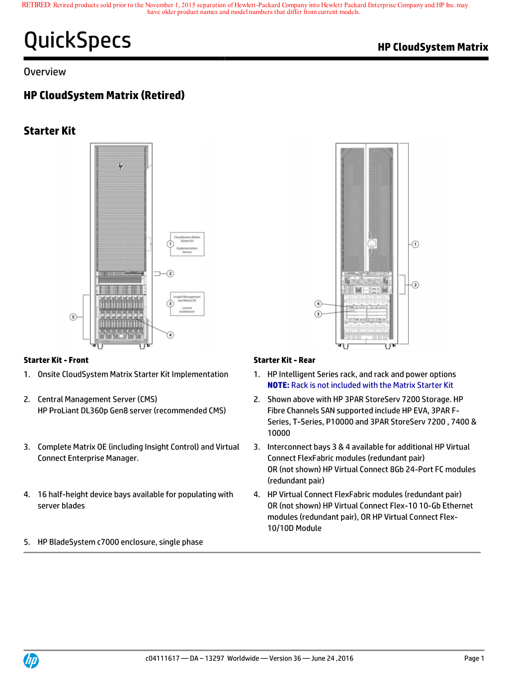 Quickspecs HP Cloudsystem Matrix