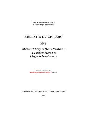 BULLETIN DU CICLAHO N° 5 Du Classicisme À L'hyperclassicisme