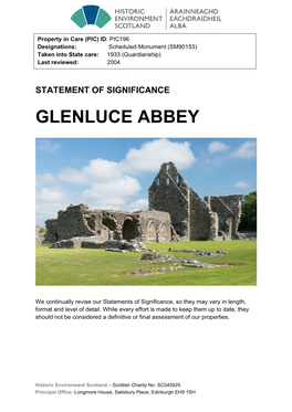 Glenluce Abbey Statement of Significance