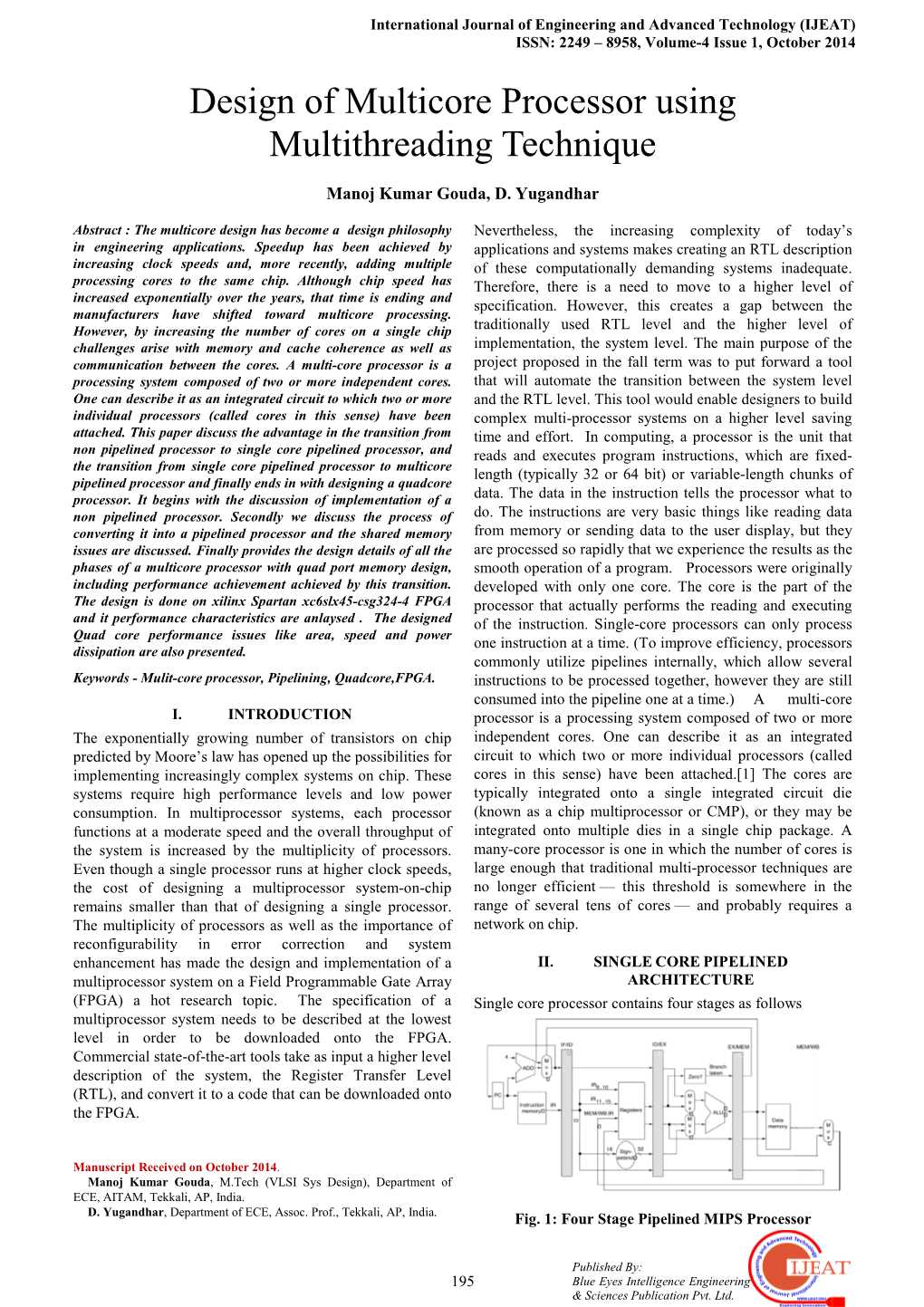 Design Of Multicore Processor Using Multithreading Technique - DocsLib