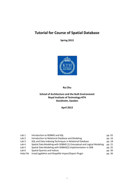 Tutorial for Course of Spatial Database