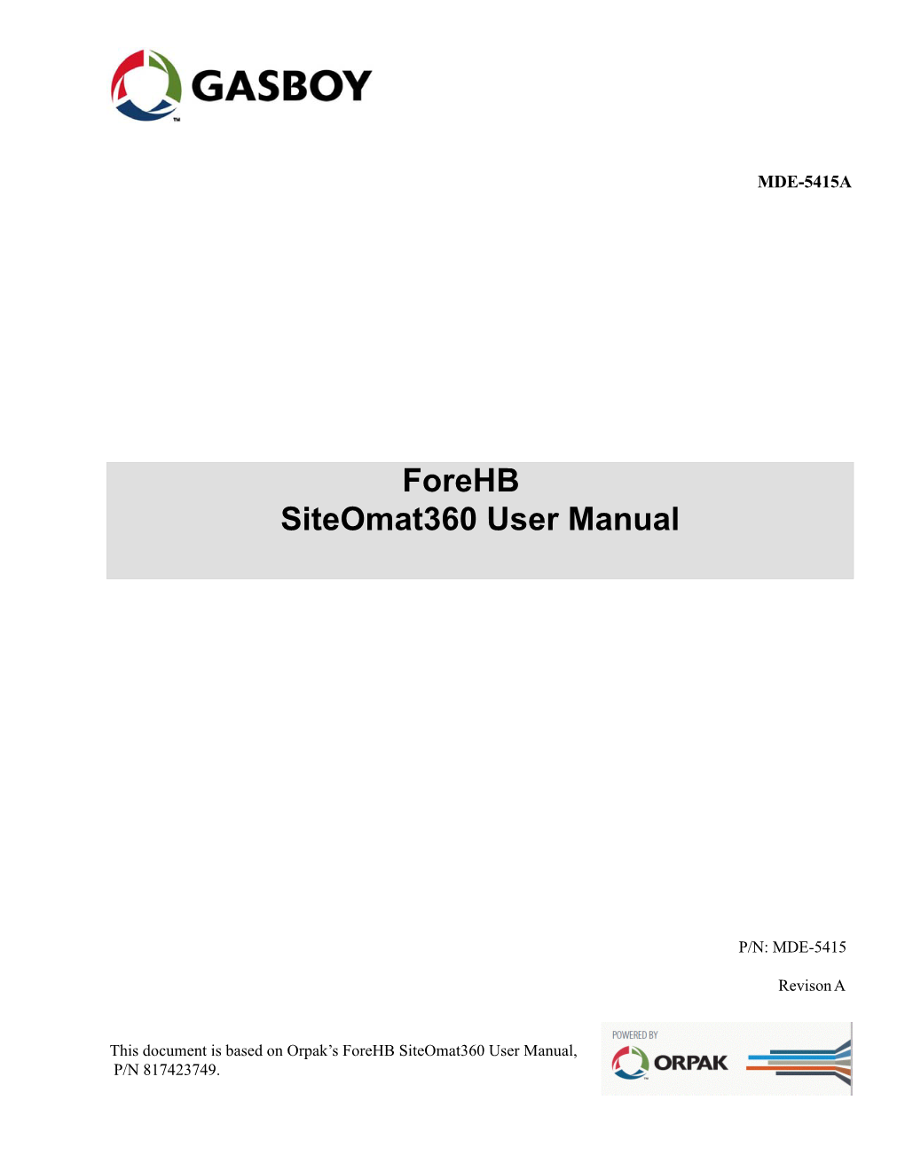 Forehb Siteomat360 User Manual