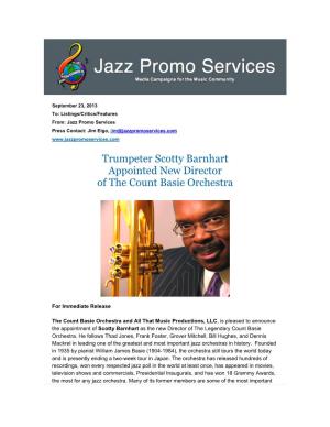 Trumpeter Scotty Barnhart Appointed New Director of the Count Basie Orchestra