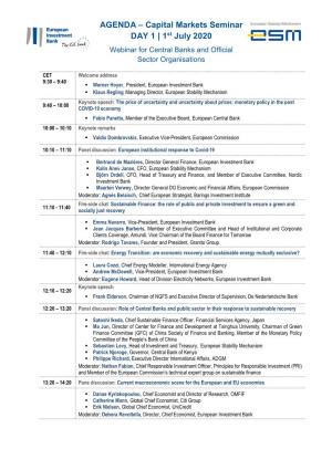 AGENDA – Capital Markets Seminar DAY 1 | 1St July 2020