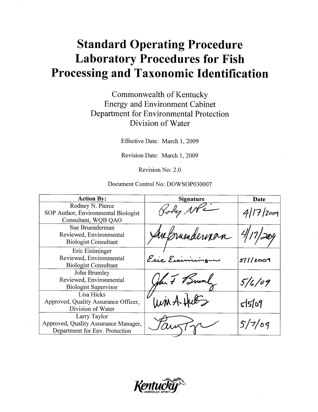 Laboratory Procedures for Fish Processing and Identification