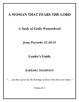 Proverbs 31: a Woman That Fears the Lord
