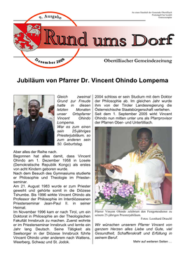 Jubiläum Von Pfarrer Dr. Vincent Ohindo Lompema