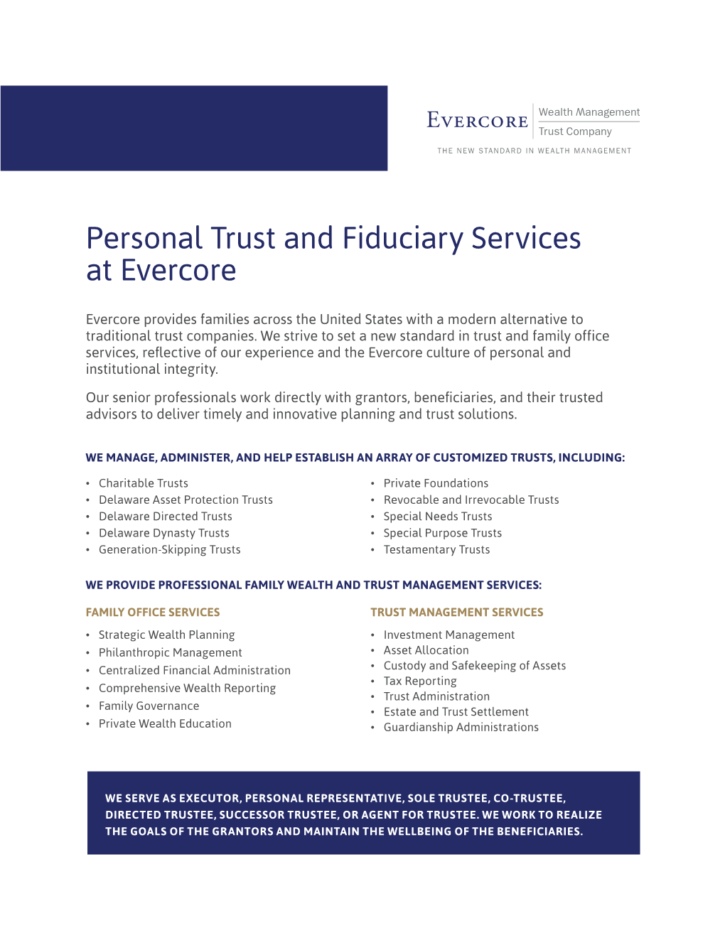 Personal Trust and Fiduciary Services at Evercore