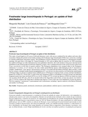Freshwater Large Branchiopods in Portugal: an Update of Their Distribution