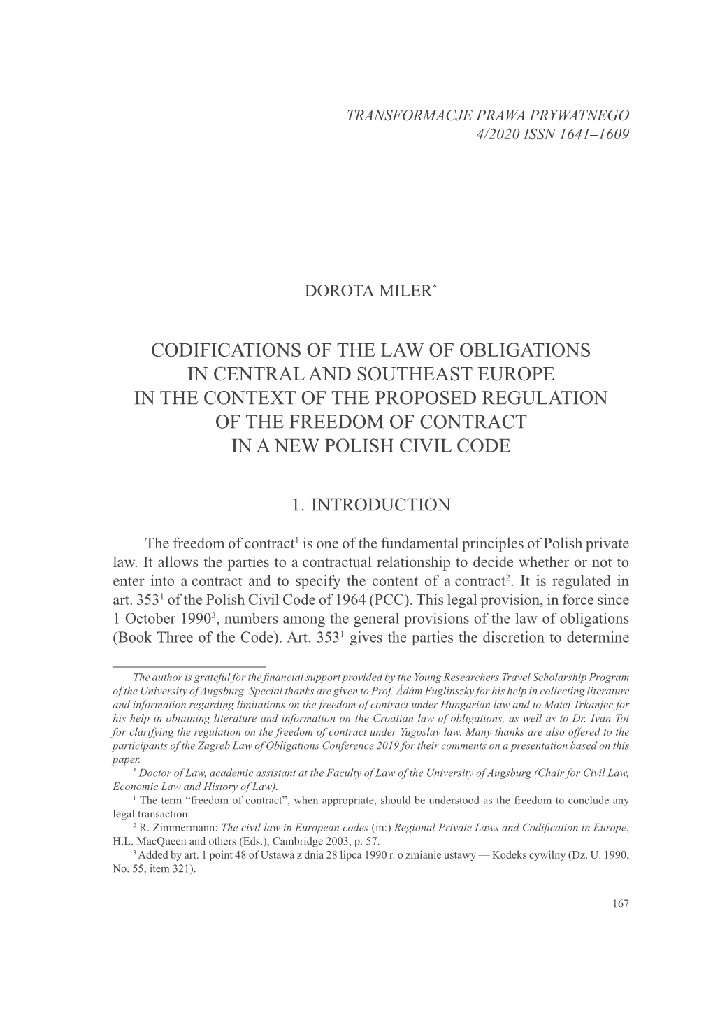 Codifications of the Law of Obligations in Central and Southeast Europe In