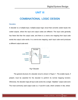 Unit Iii Combinational Logic Design