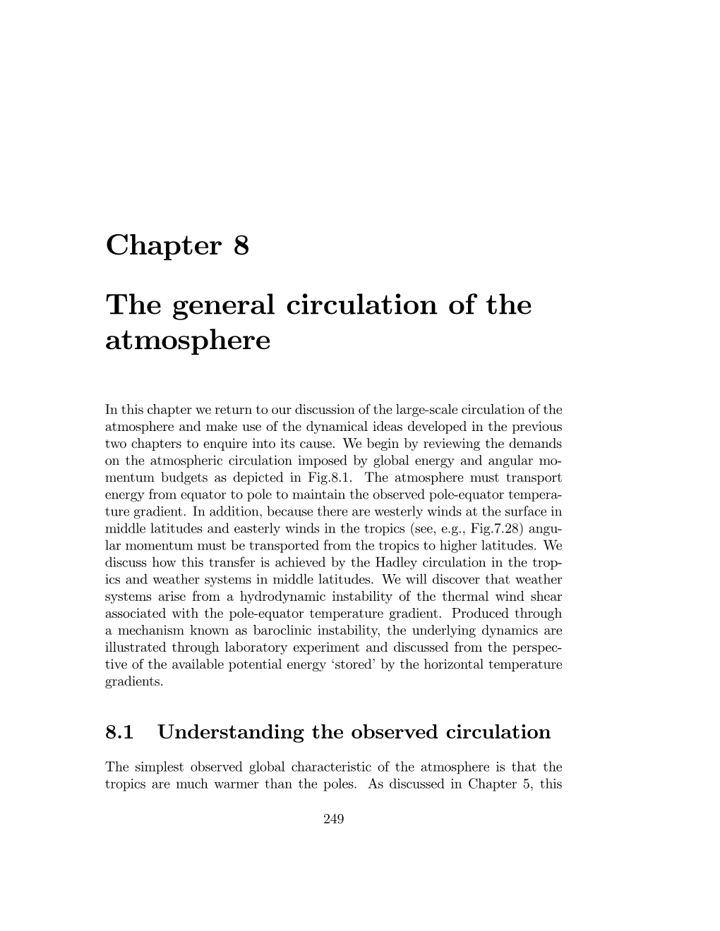 The General Circulation of the Atmosphere