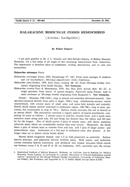 HALARACHNE MIROUNGAE FERRIS REDESCRIBED (Acarina: Laelaptidae)