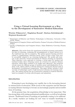 Using a Virtual Learning Environment As a Key to the Development of Innovative Medical Education