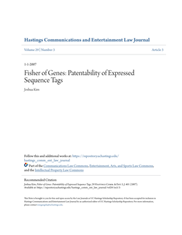 Patentability of Expressed Sequence Tags Joshua Kim